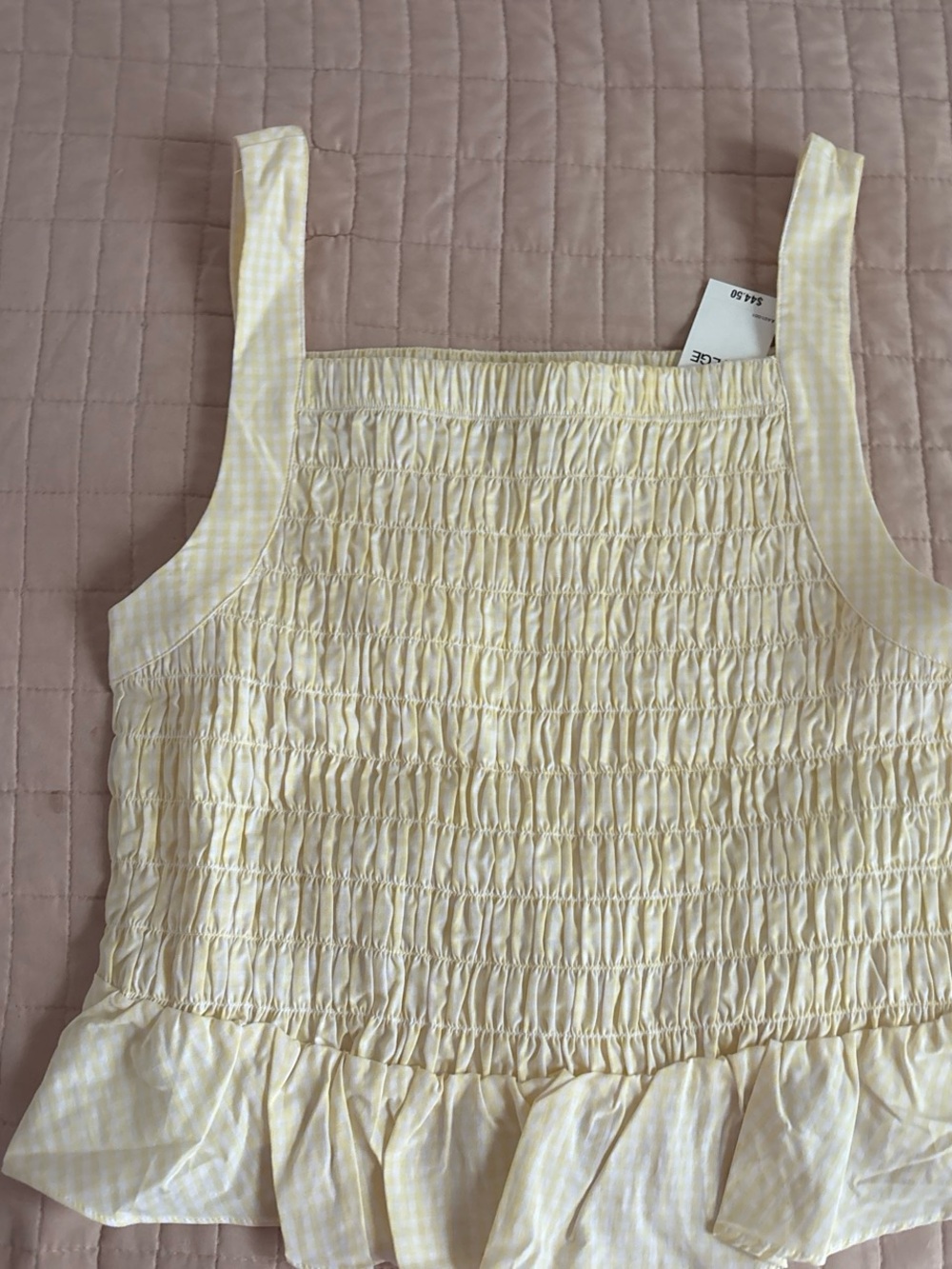 Smocked Yellow Gingham Ruffle Camisole